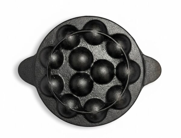 Aarogyam Pre-seasoned Cast Iron Paniyaram Pan, 12 Cavity, Ring Bottom, Naturally Nonstick, Induction Friendly Appam Pan / Appe, Smooth Pits. Ferrolite Series. - Image 2